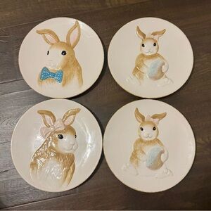 Set of 4 Bunnies with bows Plates - Pastel Accents